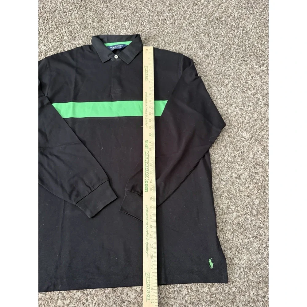 Polo Golf Ralph Lauren Long Sleeve Shirt Black Green Large Pima Cotton Peru 90s